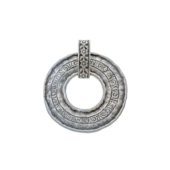 Vintage Sterling Silver 925 Ornate Floral Circular Pendant - Picture 1 of 5
